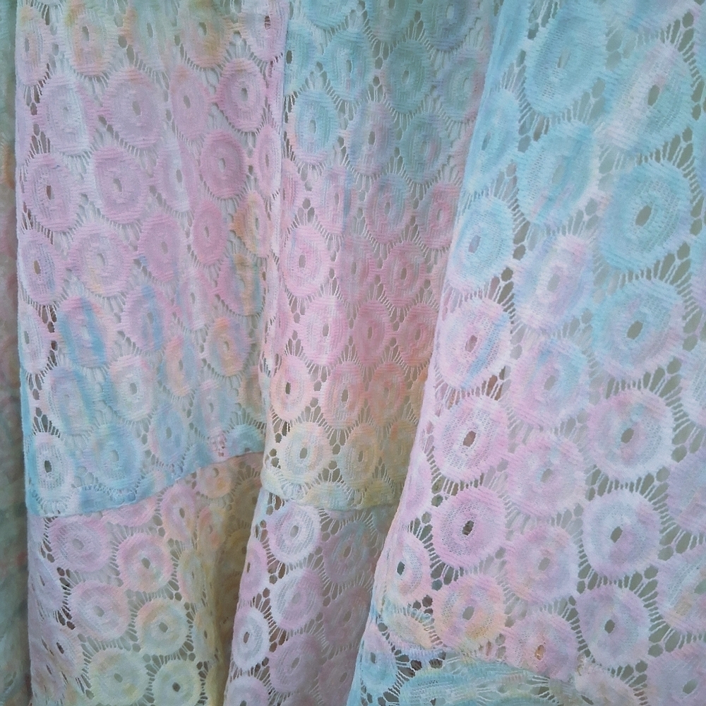 Pastel Fairy Dress Rainbow Lace Adjustable Straps Lined Zipper Back Pink Blue XL - Picture 10 of 13